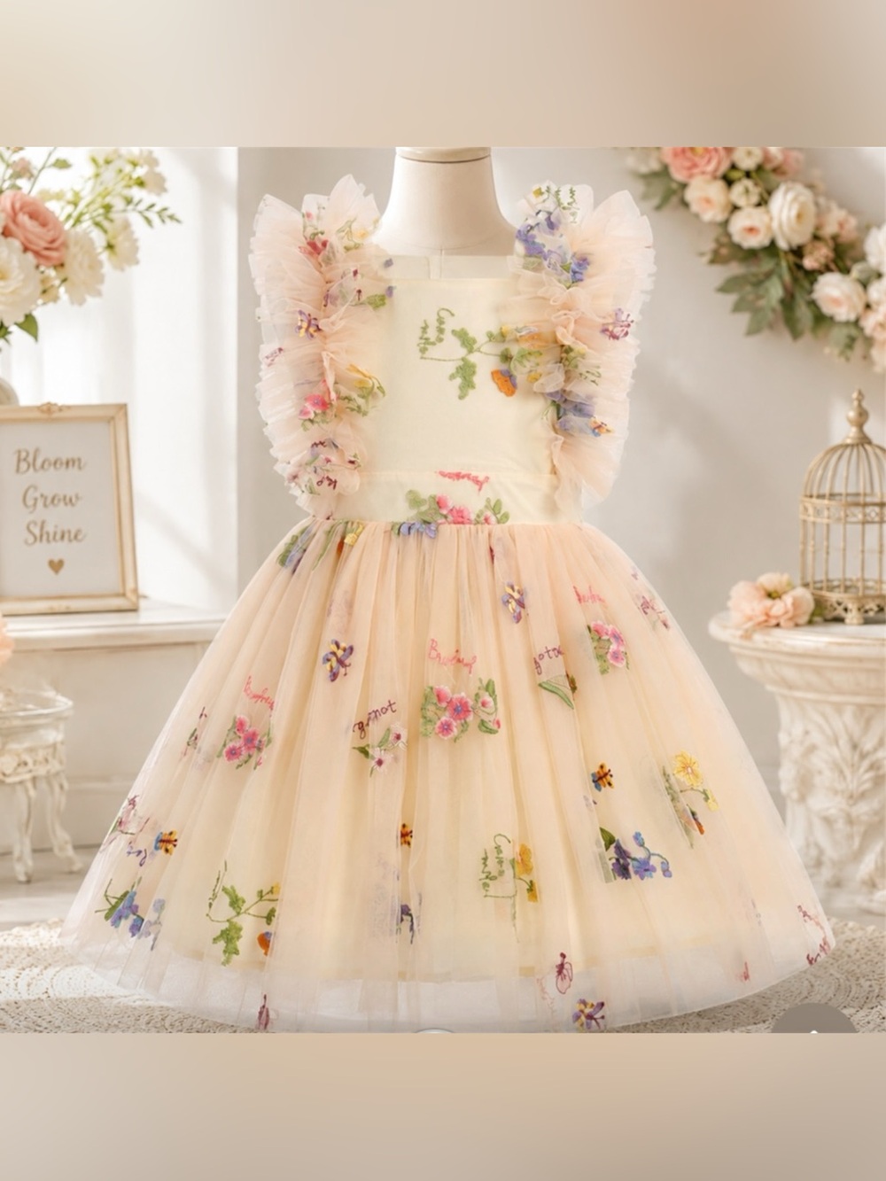 Floral Tulle Party Dress for Girls